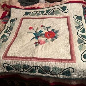 Vintage 1992 Homemade Patchwork Hand Stitched Quilt 42”x42”